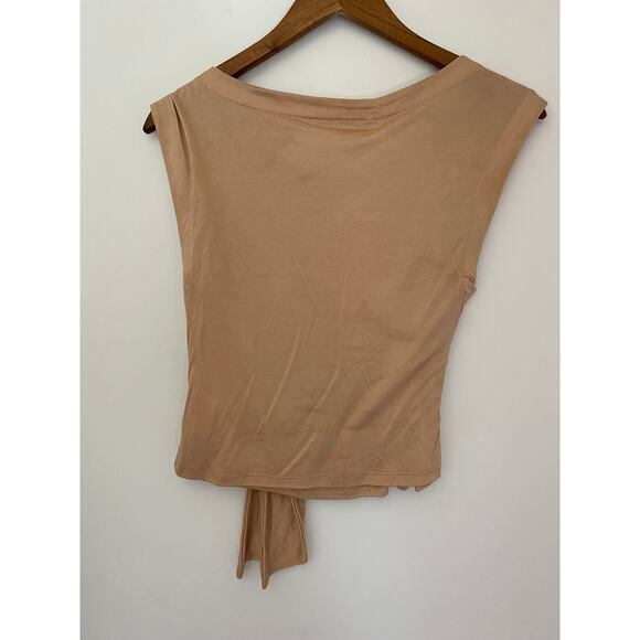 Anthropologie Drape Wrap Tank Top Nude Brown Tan Sleeveless EUC XS Assymetric - Picture 5 of 10